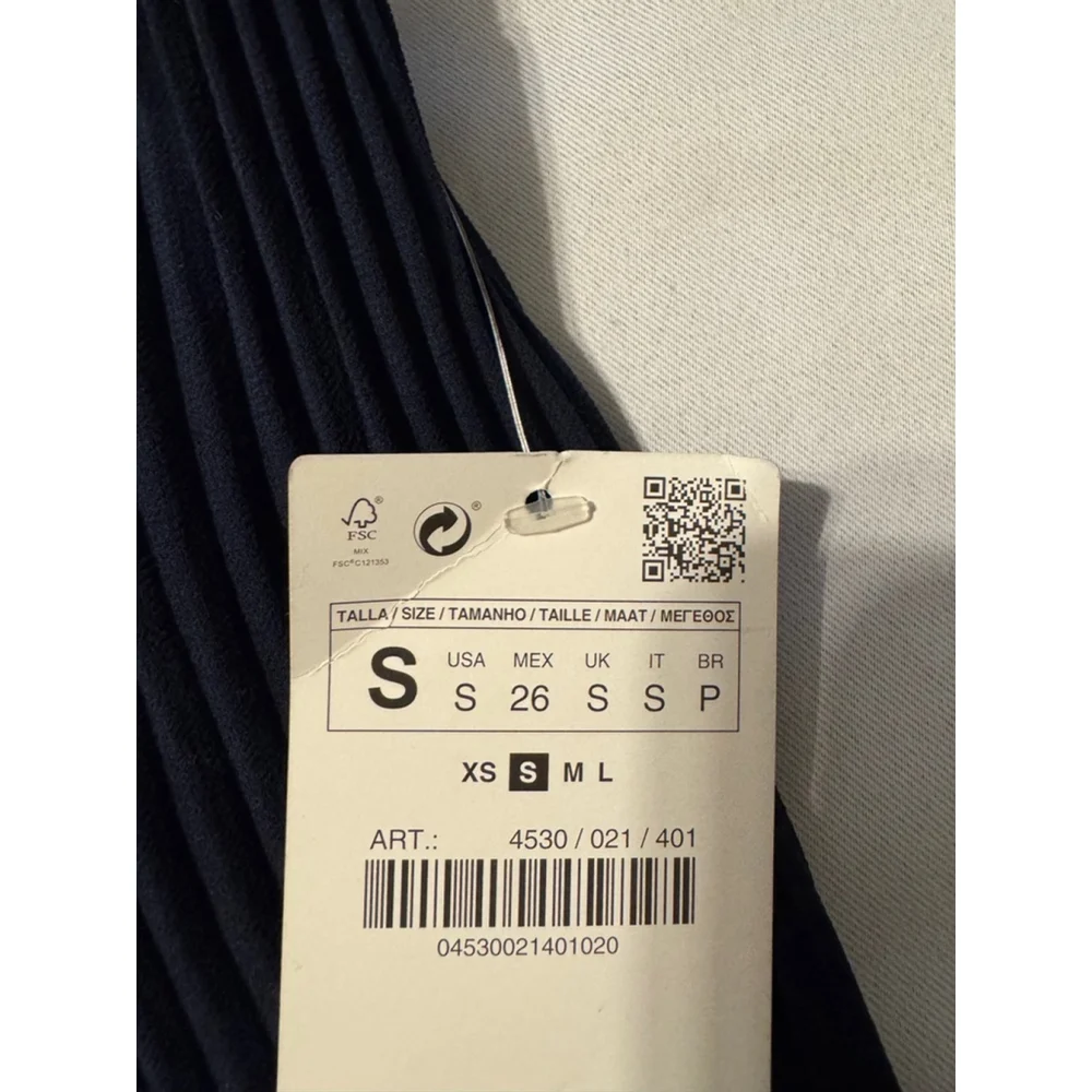 Zara Basic Pleated Tank Top Size S Navy Sleeveless New w Tags